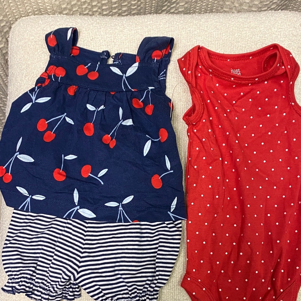 Just One You by Carter's Red & Navy Toddler Matching Set - Cherry Print